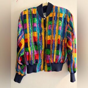 Vintage Hanasport  Multicolor Jacket golf tennis Women’s M bomber silk style